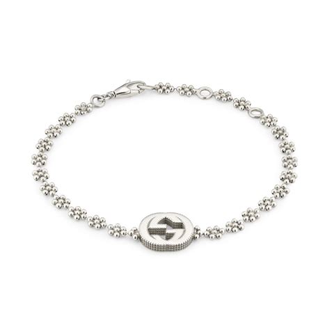 gucci gg silver bracelet|silver bracelet with interlocking g.